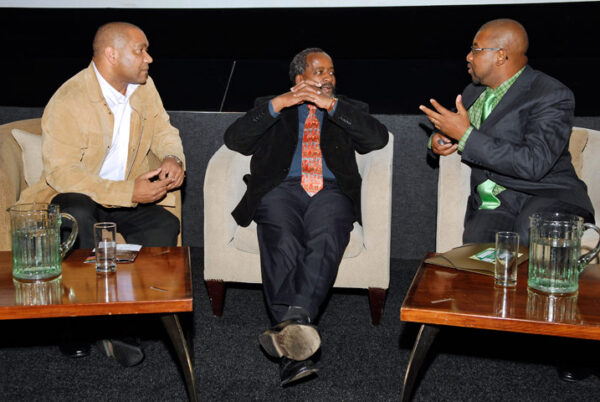 Eddie Mbalo (CEO NFVF) Dr Pallo Jordan and Dali Mpofu